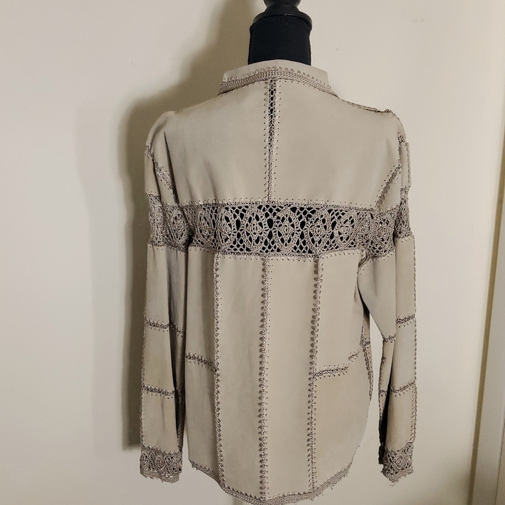 I D I Sued leather embroidered ladies jacket size M - Picture 5 of 5